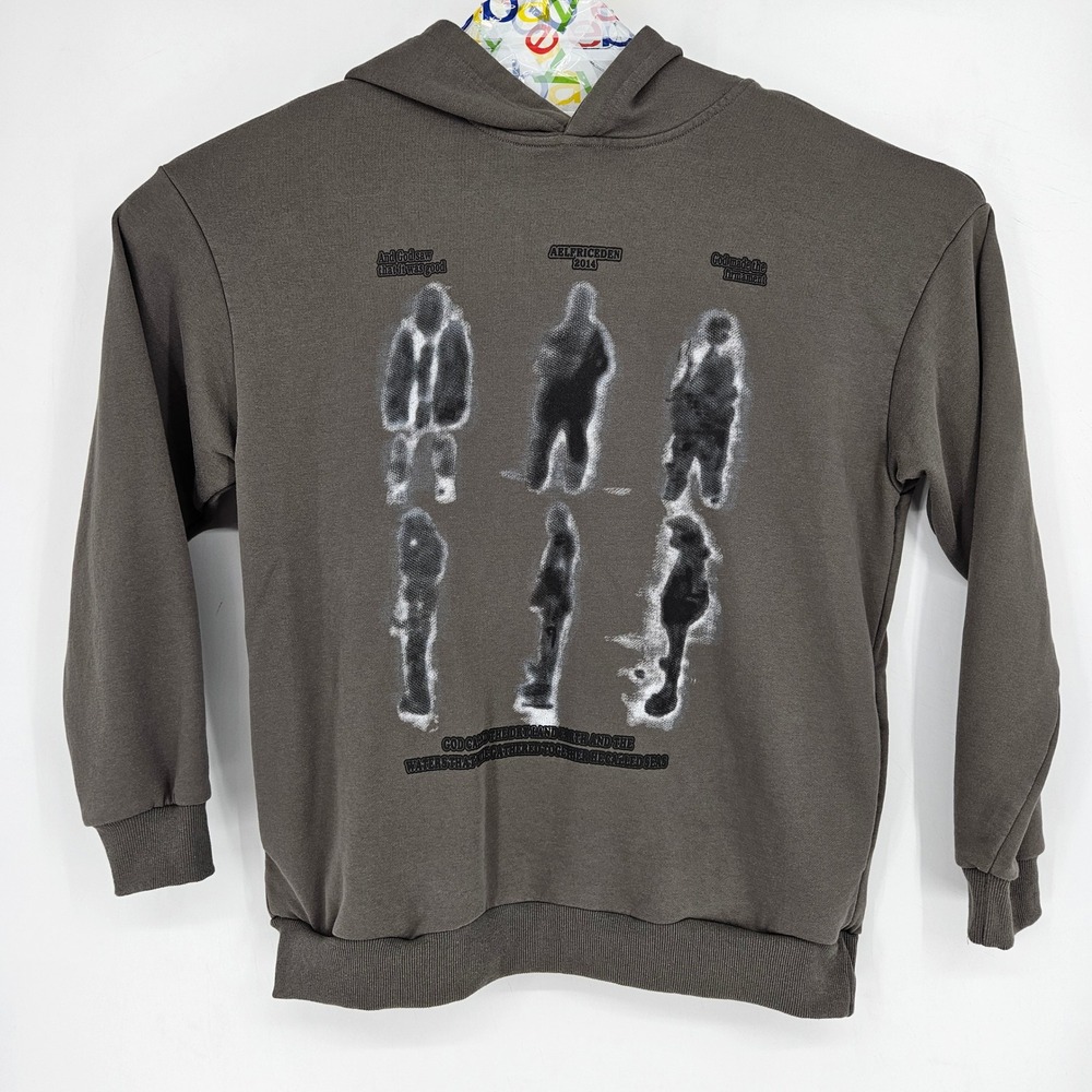 Aelfric Eden Hoodie Mens Medium Gray Pullover Outdoors Blurred Figures Oversize